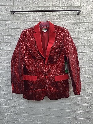 New Tipsy Elves Red Sequin All Over Blazer Size 42