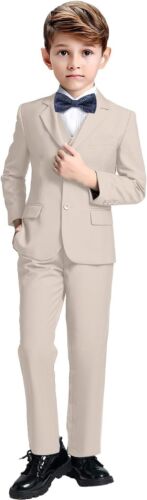 Flower Boy's Suits Casual Formal Tuxedo Blazer Pant Vest Slim Fit Three Pieces - Picture 3 of 27