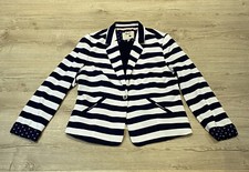 Yumi Nautical Navy White Stripe Lined Jacket Uk 16 Vgc
