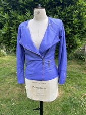 Soft Supple Size 8 Purple Leather Jacket Biker Style Fitted Zip Up Shoulder Pads