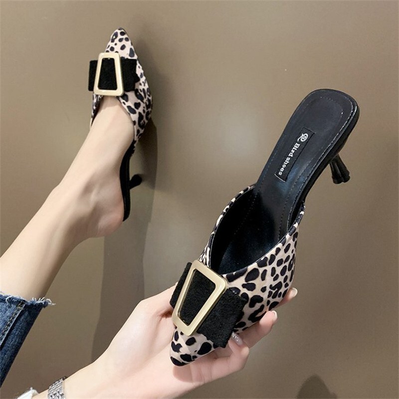 Leopard Print Black And White Low Heels Leopard Low Block Barely