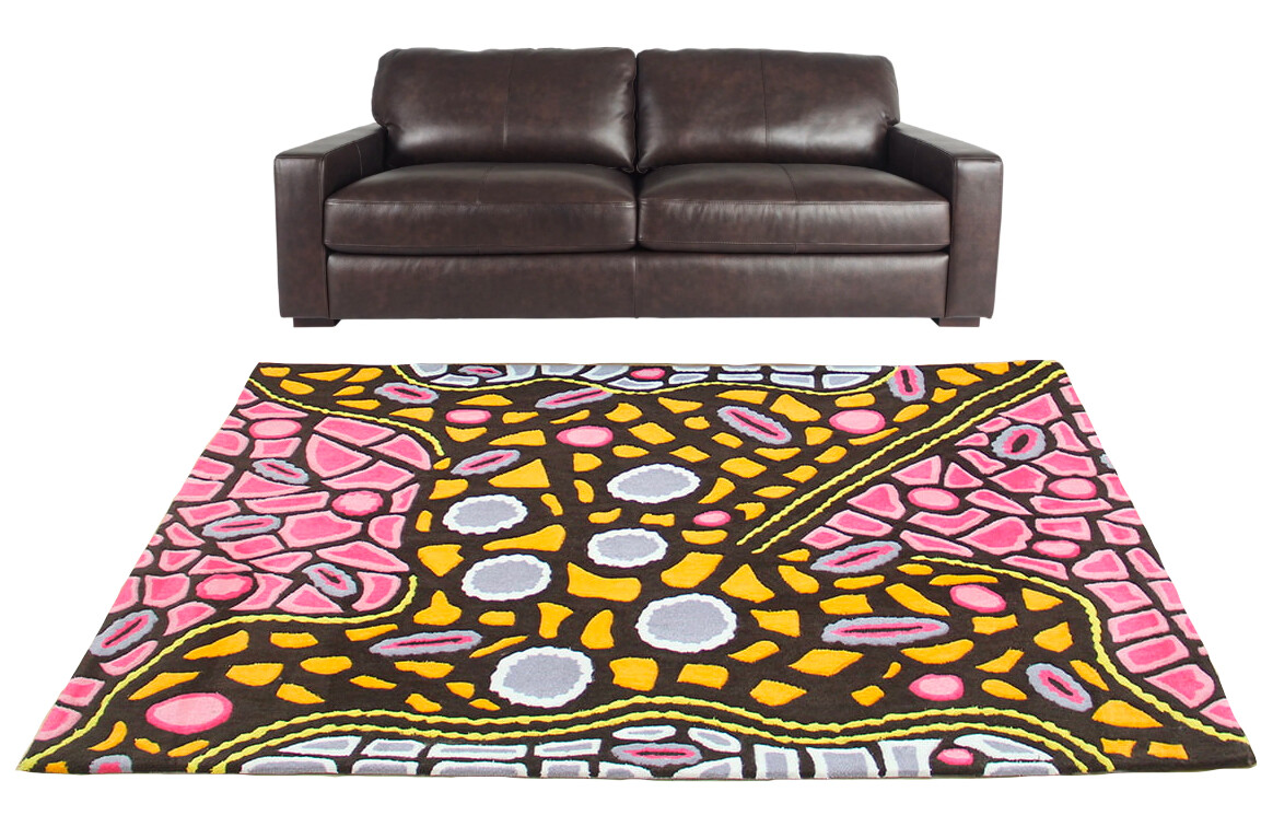 ABORIGINAL RUG, FLOOR MAT, AREA RUG - 230cmX160cm - AUSTRALIA