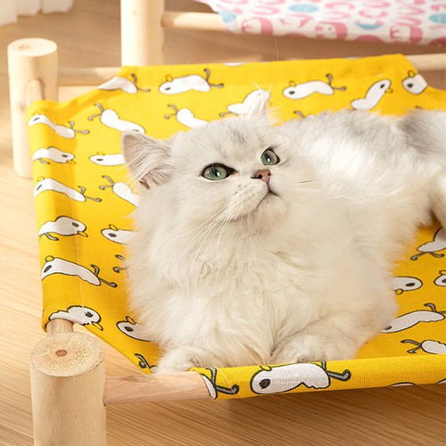 Pet Hammock Durable Cat Bed Four Seasons Removable Washable Solid Wood Kennel - Picture 4 of 31
