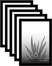 Picture Frame Set of 5 in - Gallery Wall Frame Set with Included 4x6 Black