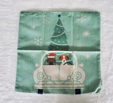 Christmas Dogs Throw Pillow Cover 17x17 Back Solid Zip Close