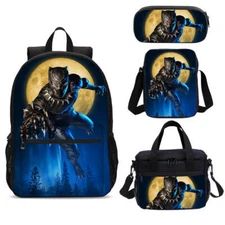 Black Panther Movie Kids Large School Backpack Insulated Lunch Bag Pen Pouch Lot