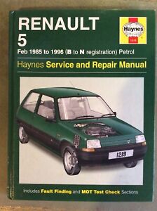 Haynes RENAULT 5: Feb 1985-1996 (B To N) Petrol Service and Repair Manual | eBay