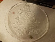 Vtg 13" Les Verreries De Saint Gobain crystal Christmas Platter  FRANCE 