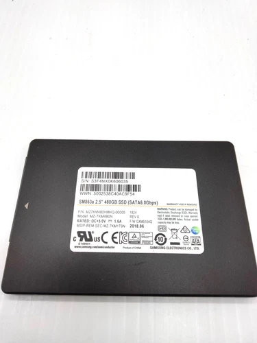 Samsung SM863a 2.5" 480GB SSD (SATA 6.0Gbps) MZ7KM480HMHQ-00005 MZ-7KM480N - Picture 1 of 2