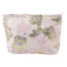 1 Pc Women Retro Jacquard Makeup Bag for Travel Vacation Gym Gold Tone Purple