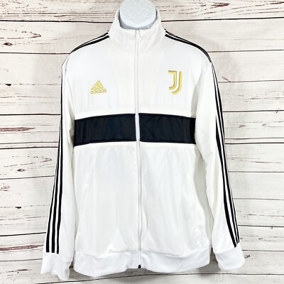 Adidas Juventus 3-Stripes Track Jack Men's Football Full Zip Top White Size XL