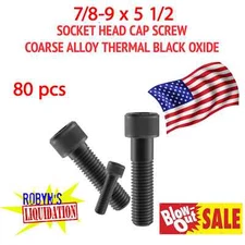7/8-9x5 1/2" SOCKET HEAD CAP SCREW - BLACK OXIDE ALLOY STEEL - 80 pcs