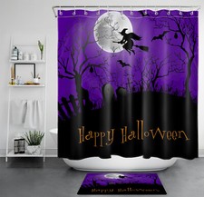 Moon and Dead Tree Spooky Halloween Shower Curtain Bathroom Accessories Set