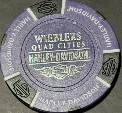 WIEBLERS QUAD CITIES HD B&S Back ~ IOWA (Purple/Blk) Harley Poker Chip (CLOSED)