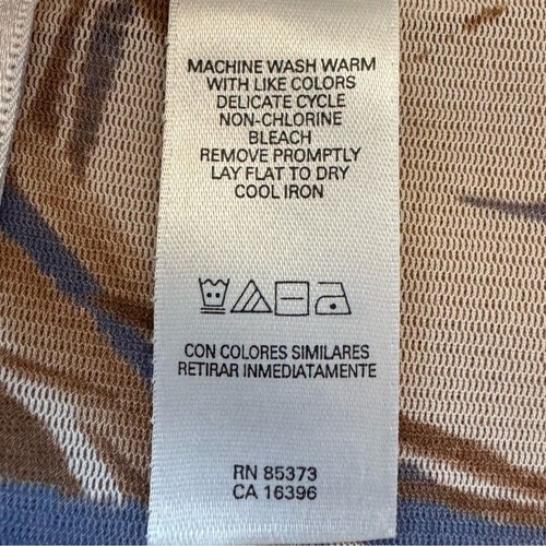 Villager sport shirt womens small petite 100% nylon 3/4 sleeve tan & blue - Picture 6 of 9