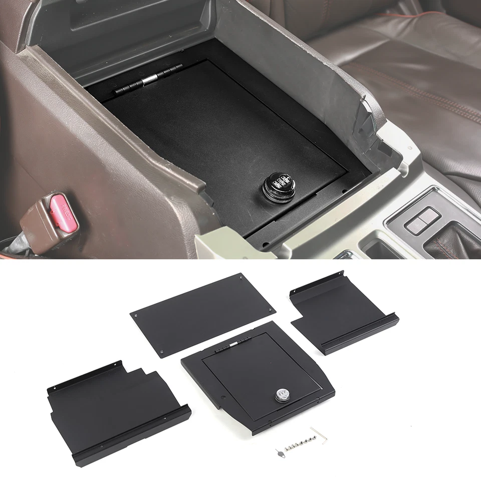 PARA FORD F150 2015-2020 CONSOLA CAJA BÓVEDA ALMACENAMIENTO SEGURO COMBINACIÓN BLOQUEO SEGURIDAD Foto 4 de 4