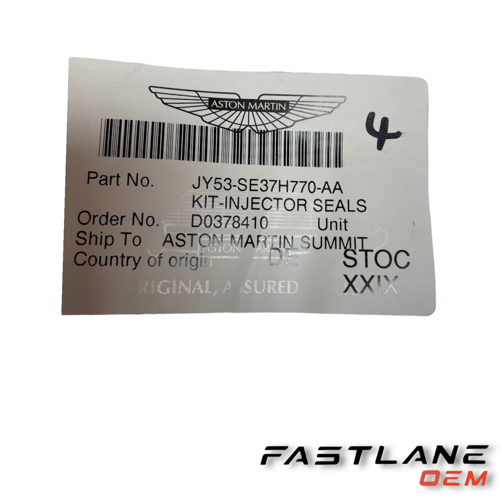 2017 ASTON MARTIN DB11 KIT-INJECTOR SEALS NEW OEM JY53-SE37H770-AA