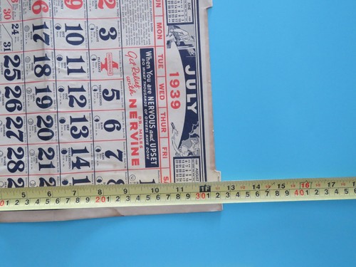 Original Vintage 1939 Fold-over Dr Miles Weather Calendar Complete Alka-Seltzer - Picture 7 of 7