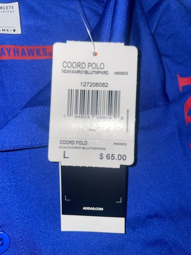 Kansas Jayhawks Adidas PrimeBlue Team Coordinator Apparel Polo L Uomo Calcio - Foto 5 di 5