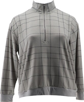 DG2 Diane Gilman DG Downtime Printed French Terry Sweatshirt Gray 1X NEW (501)