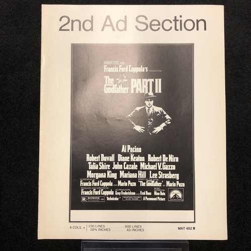 1974 THE GODFATHER PART II, uncut 6pg 2nd ad section (Al Pacino AUTO)**** - Picture 2 of 9