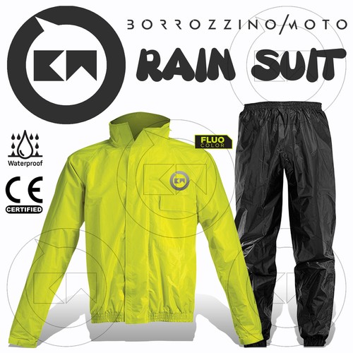 KIT TUTA ANTIPIOGGIA SET DA VIAGGIO IMPERMEABILE MOTO SCOOTER GIALLO  FLUO/NERO | eBay