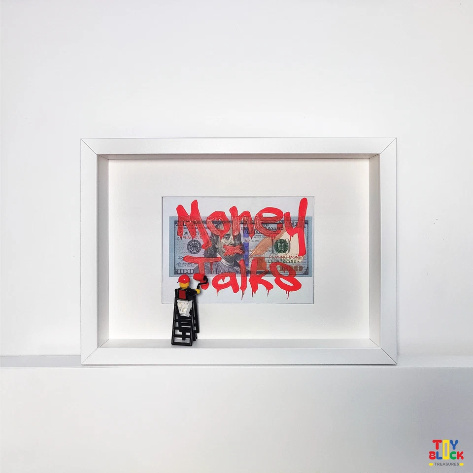 Arte de pared 3D para dinero de oficina, marco de caja de sombras con graffiti pintado a mano y minifigura Foto 4 de 4