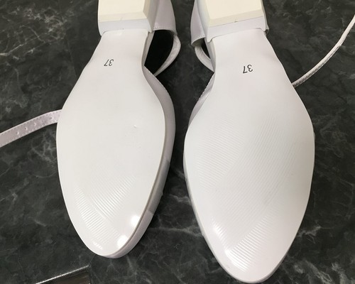 Schuhe Hochzeit Brautschuhe Pumps - weiß, flach, Gr. 37 Riemchen *ungetragen* - Bild 7 von 8