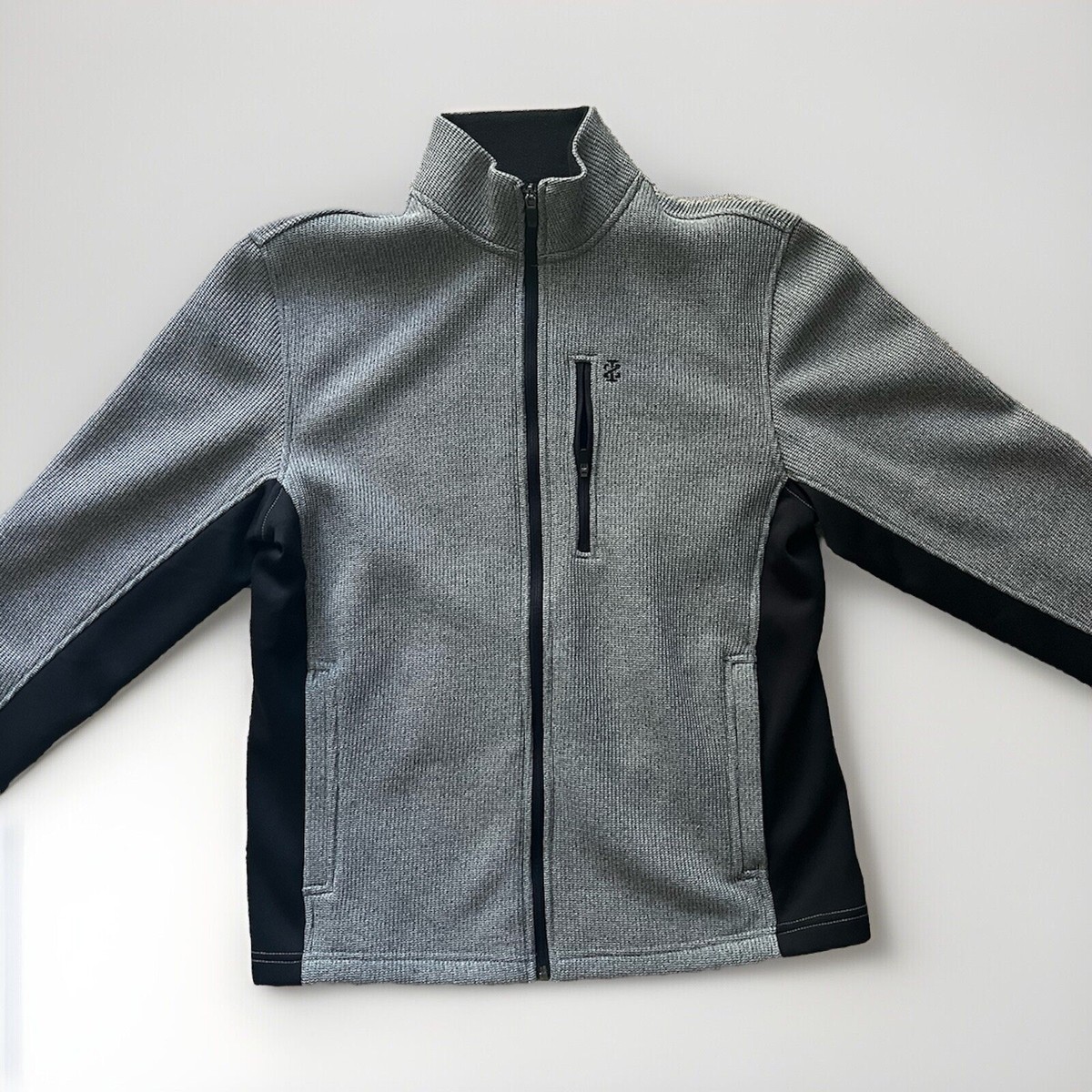 New IZOD Perform Men’s Small Gray Knitted Fleece Lined Jacket- Full Zip