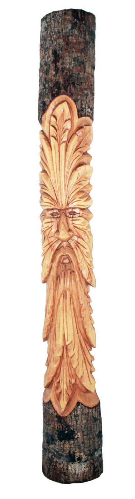 Hand Carved Wooden Green Man Half tree stump 100 cm CARVING for inside/ outside