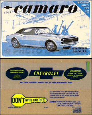1967 Camaro and Z 28 Z28 RS SS Owners Manual with Envelope 67 Chevy Owner Guide
