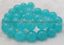 Huge Natural 14mm AAA Blue Jade Round Gemstone Loose Beads 15"