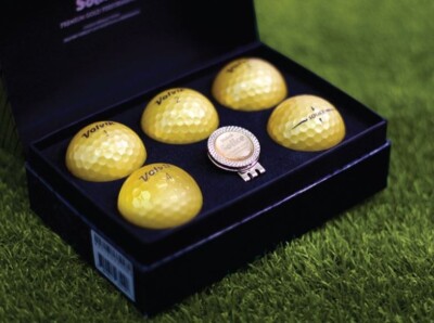 Volvik Gold Edition Solice Premium Golf Ball 5 PCS + ball marker