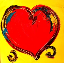 RED HEART  Abstract Modern Impessionist handmade Painting  DECOR