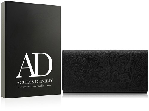 Billeteras de cuero genuino para mujer acordeón floral damas billetera bloqueo RFID - Imagen 13 de 13