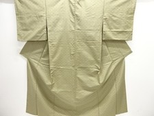 7559187: JAPANESE KIMONO / SILK / HAND WOVEN TSUMUGI / CROSS KASURI