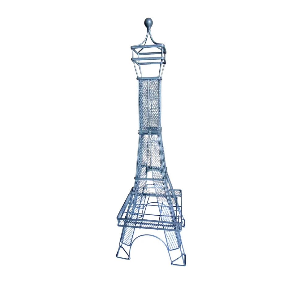 Reloj de mesa Torre Eiffel malla metálica 23" de alto mantiene la hora exacta excelente estado Foto 3 de 4