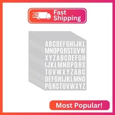 10 Sheet Small Letter Stickers - 1 Inch White Vinyl Self Adhesive Alphabet Stick