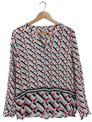 COMMA Langarm-Bluse Damen Bluse Gr. DE 34 weiß-schwarz-rot Casual-Look