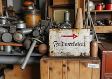 Werkstatt Feldwerkstatt Kfz Reparatur 2. Weltkrieg Metallschild Schild