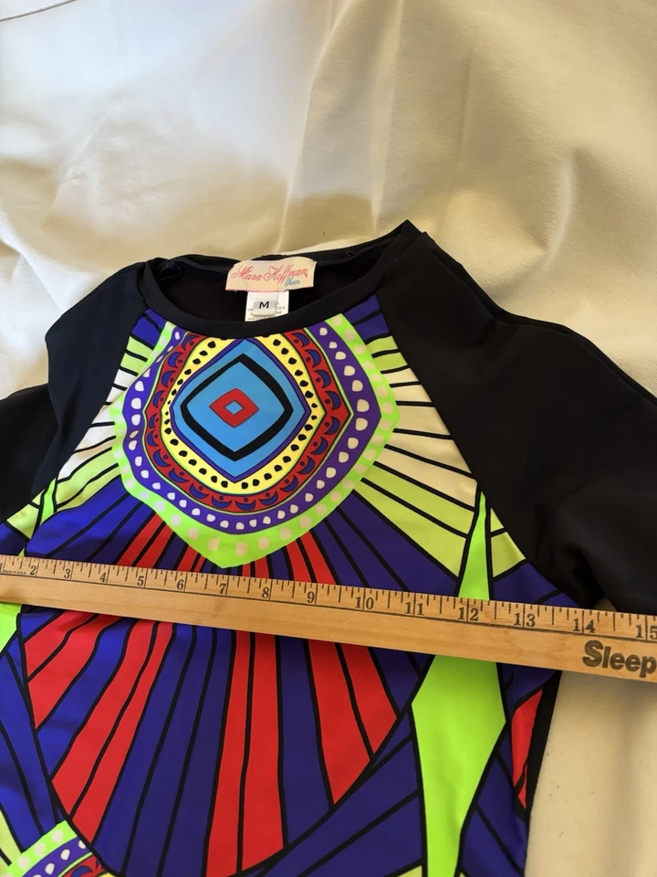 Top de natación para mujer Mara Hoffman multicolor geométrico protector contra erupciones talla mediana Foto 4 de 4