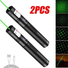 2x Rechargeable Lazer Green Laser Pointer Pen Astronomy Visible Beam Light