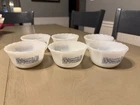 Set Of 6 Vintage Currier And Ives Milk Glass Custard Bowl Cups Horse And Buggy