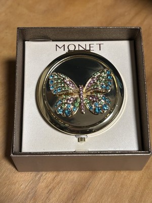 NWT Monet Jewelry Gold Tone Butterfly Compact Mirror