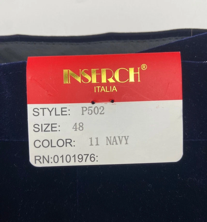NUEVO INSERCH Pantalones de vestir de terciopelo súper suaves azul marino 48x34 para hombre Foto 2 de 4