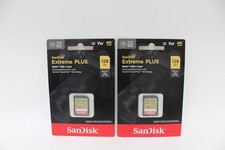 Sandisk 128GB Extreme Plus SDXC Class 10 UHS-I V30 Flash Memory Card, 2 Pack