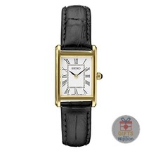 Seiko SWR054 Ladies Quartz Watch White Dial Black Leather Strap New