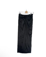 NEW Topshop Maxi Skirt Women Sz 6 Black Satin Feel Pleated Zipper Back Summer