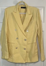 yellow 100% linen Polo Ralph Lauren Women’s Blazer Jacket Coat Size 6 Preppy