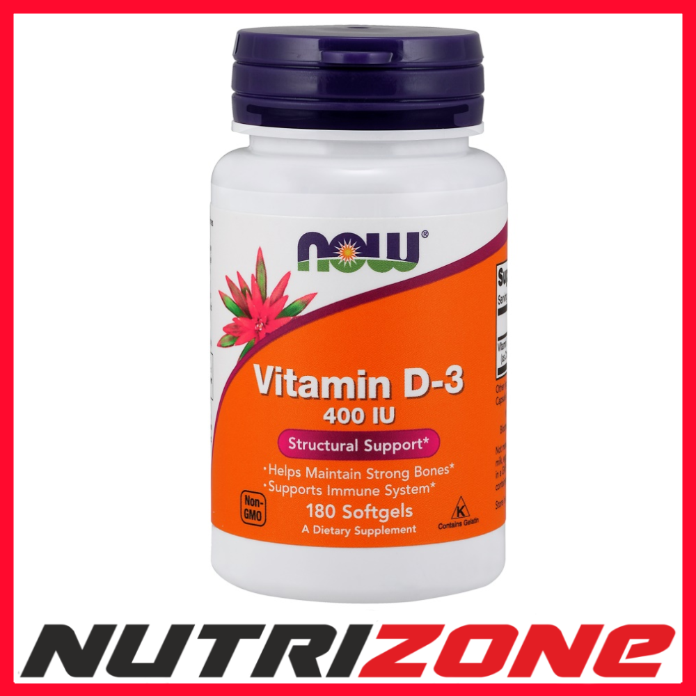 Now Foods Vitamin D-3 400 IU  Strong Bones & Immune Support - 180 softgels
